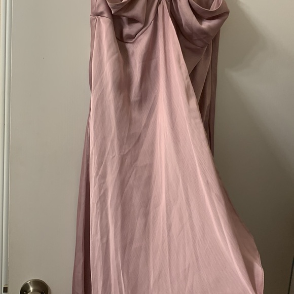 Pale pink/ light purple formal criss cross beaded rhinestone dress - Picture 6 of 11